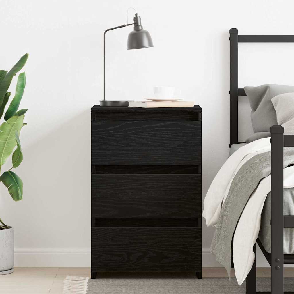 vidaXL Κομοδίνο Μαύρη δρυς 40 x 35 x 62.5 εκ. Επεξεργασμένο ξύλο