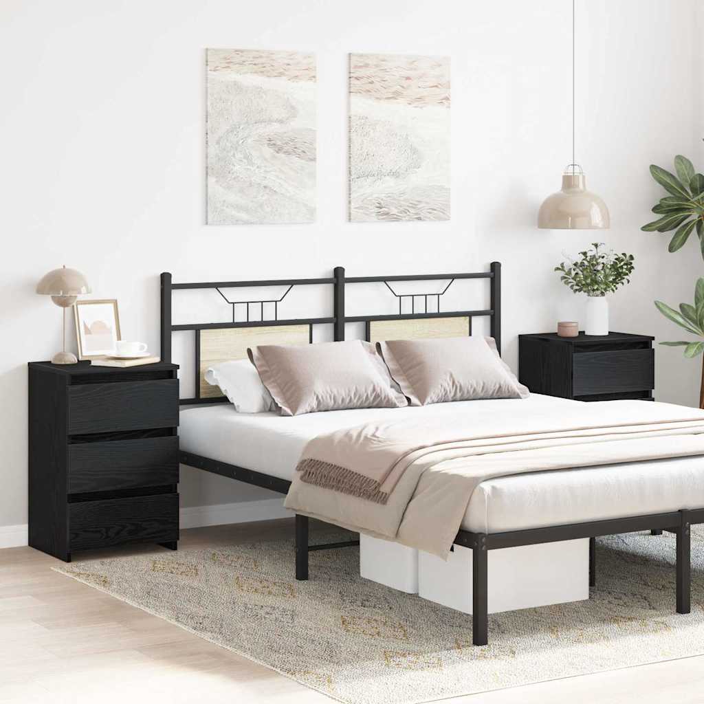 vidaXL Κομοδίνο 2 pcs Μαύρη δρυς 40 x 35 x 62.5 εκ. Επεξεργασμένο ξύλο