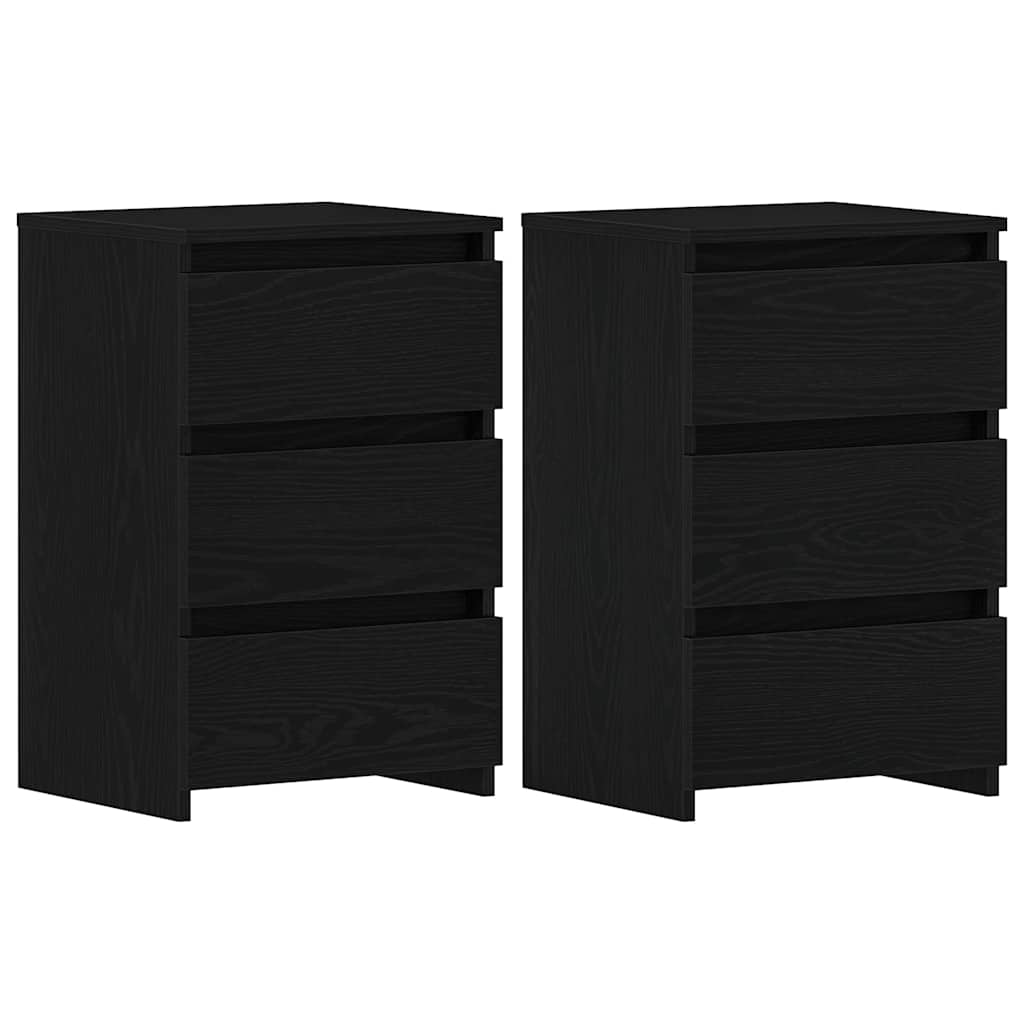 vidaXL Κομοδίνο 2 pcs Μαύρη δρυς 40 x 35 x 62.5 εκ. Επεξεργασμένο ξύλο