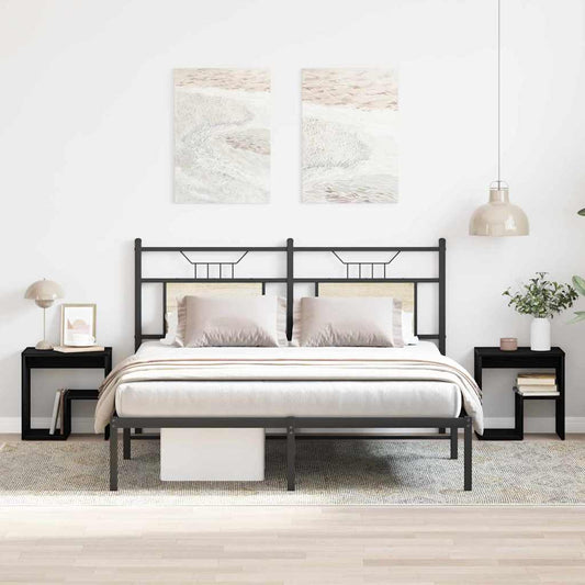 vidaXL Κομοδίνο 2 pcs Μαύρη Οξυά 40 x 30 x 40 εκ Επεξεργασμένο ξύλο