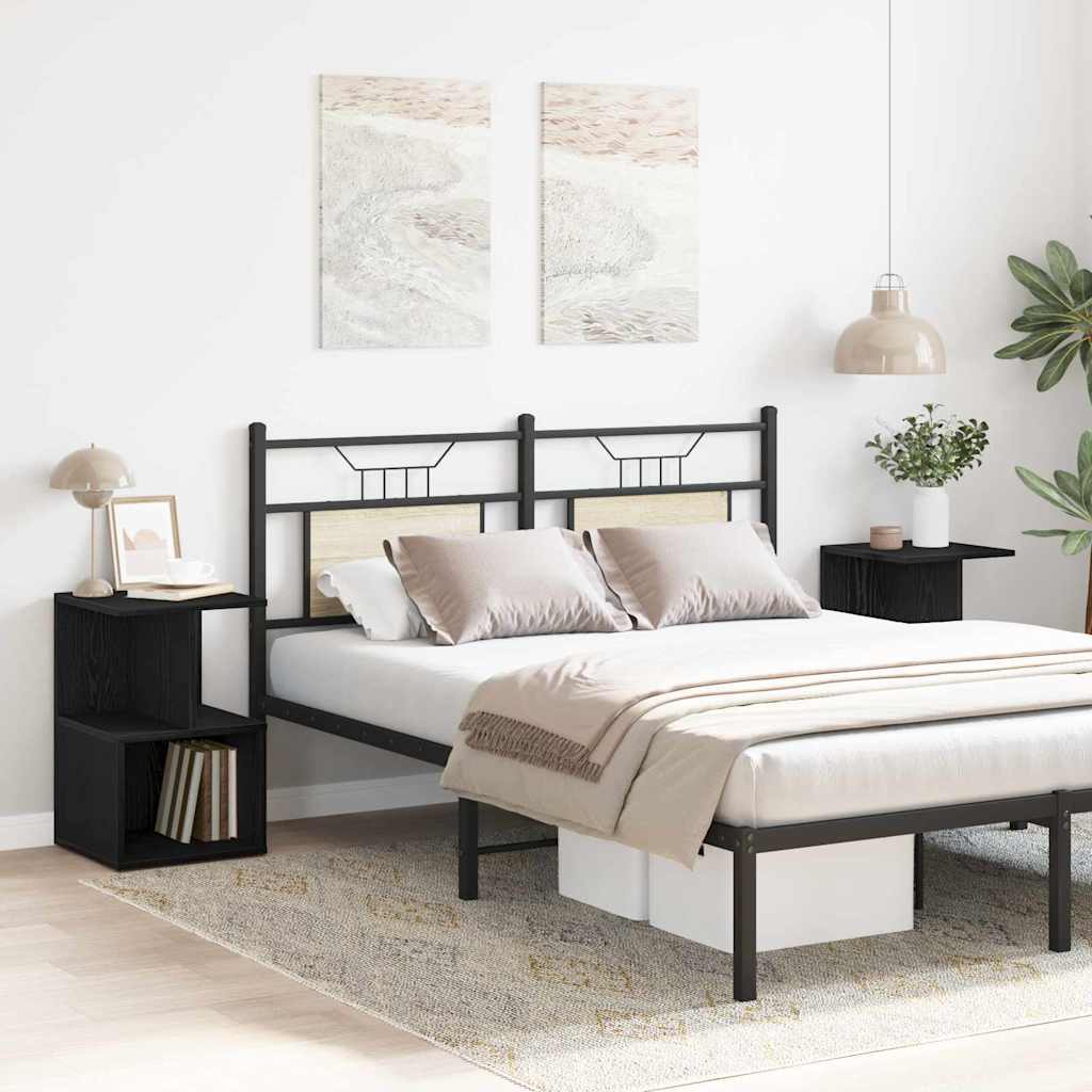 vidaXL Κομοδίνο 2 pcs Μαύρη Οξυά 35 x 35 x 55 εκ. Επεξεργασμένο ξύλο