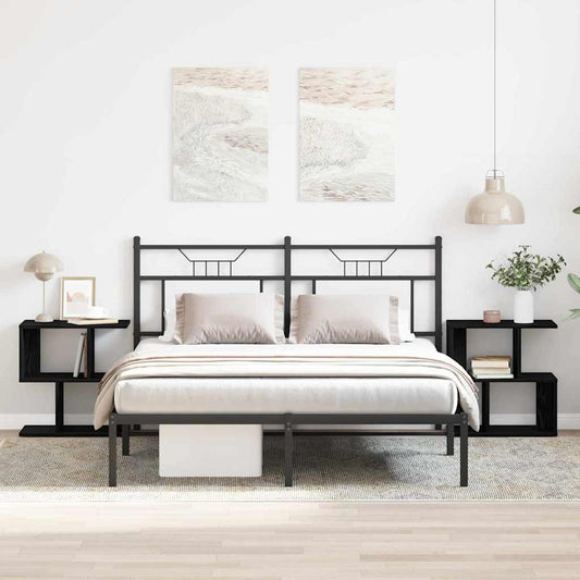 vidaXL Κομοδίνο 2 pcs Μαύρη Οξυά 50 x 30 x 51,5 εκ. Επεξεργασμένο ξύλο