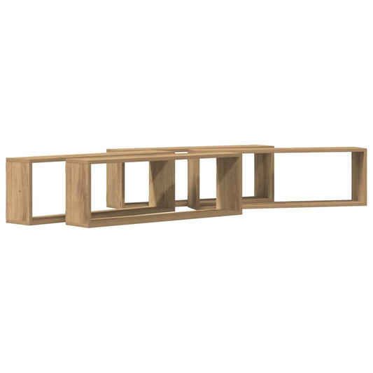 vidaXL Ράφια Τοίχου με ράφι 4 pcs Καρυδιά Χειροποίητης Εργασίας