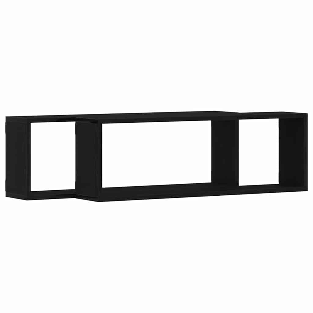 vidaXL Ράφια Τοίχου με ράφι 2 pcs Μαύρη Οξυά 80 x 15 x 26 εκ.