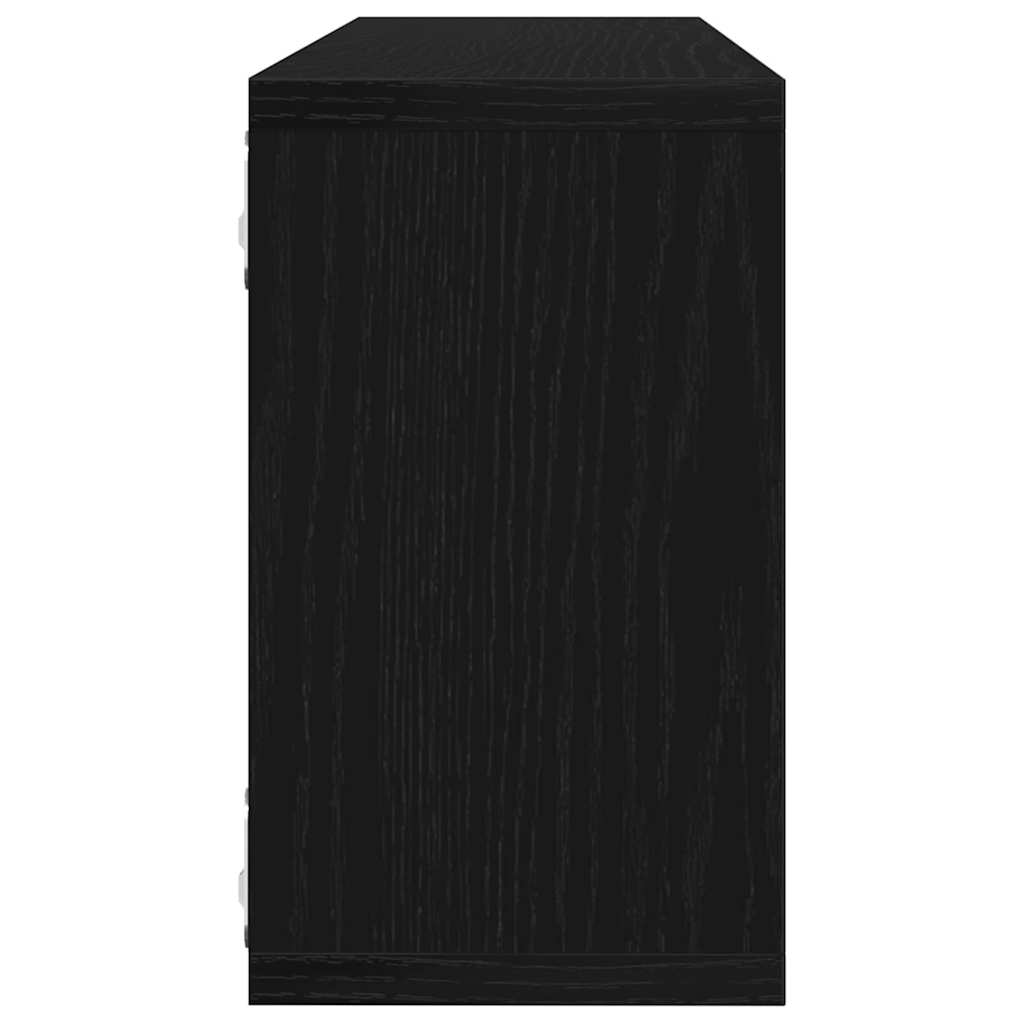 vidaXL Ράφια Τοίχου με ράφι 2 pcs Μαύρη Οξυά 80 x 15 x 26 εκ.