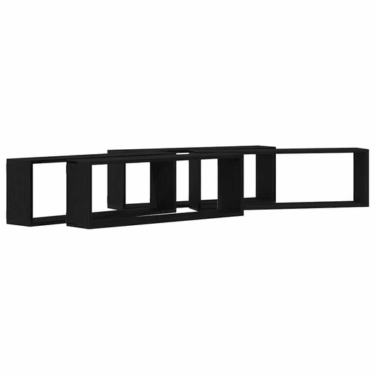 vidaXL Ράφια Τοίχου με ράφι 4 pcs Μαύρη Οξυά 80 x 15 x 26 εκ.