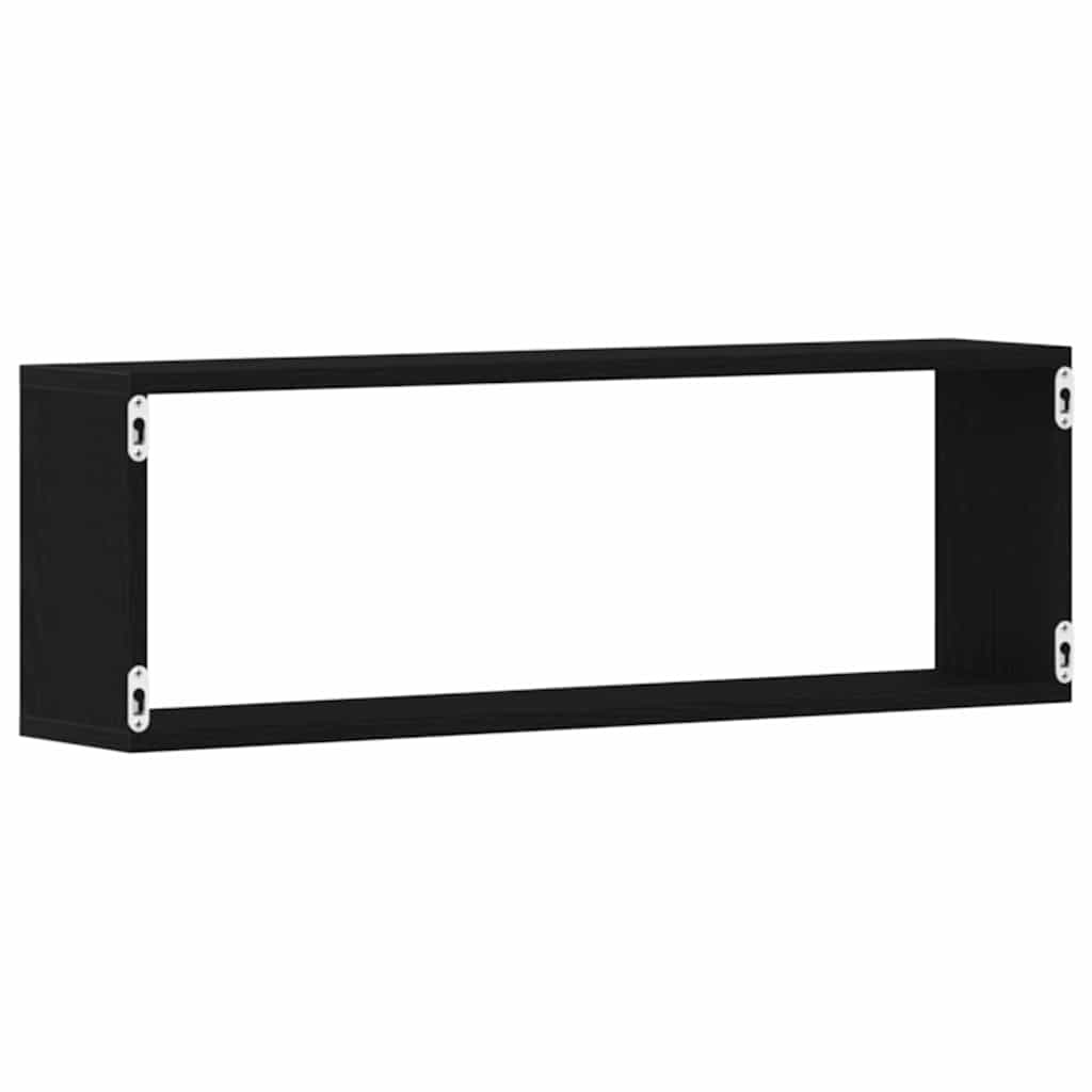 vidaXL Ράφια Τοίχου με ράφι 4 pcs Μαύρη Οξυά 80 x 15 x 26 εκ.