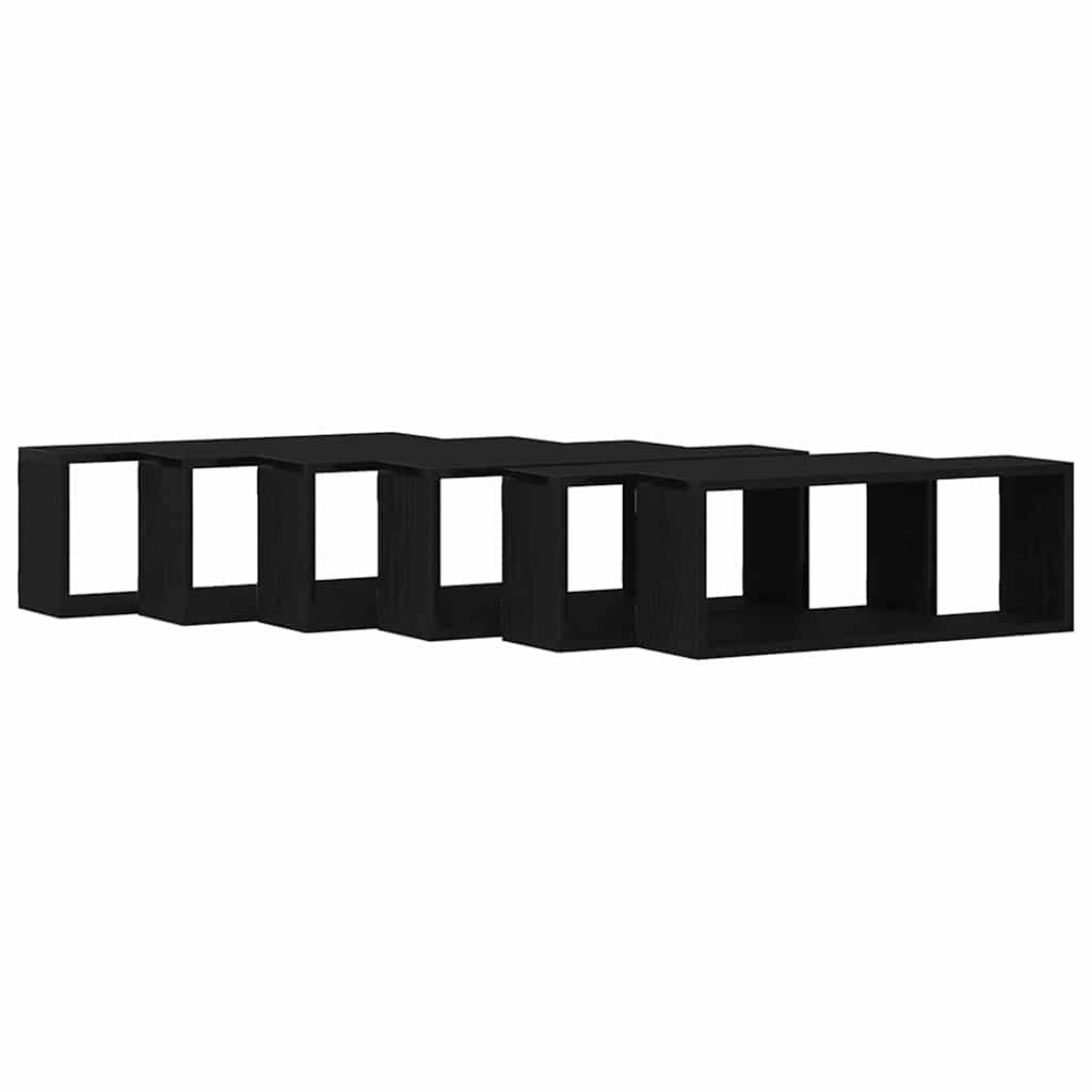 vidaXL Ράφια Τοίχου με ράφι Επιτοίχιο 6 pcs Μαύρη Οξυά 60 x 15 x 23 cm