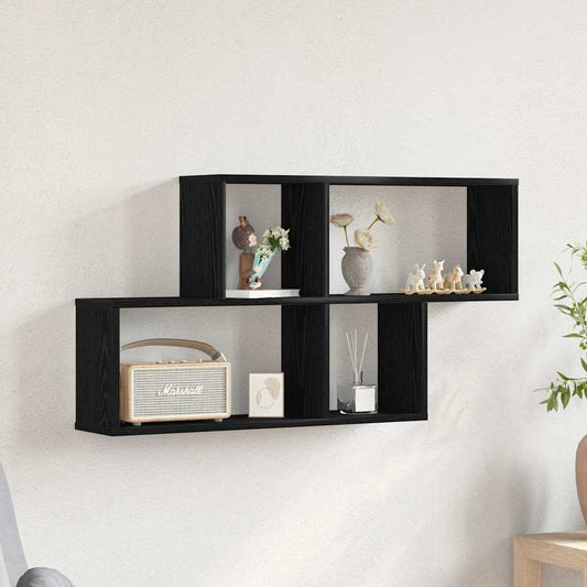 vidaXL Ράφι Τοίχου Μαύρη Οξυά 76 x 15 x 53 εκ Επεξεργασμένο ξύλο