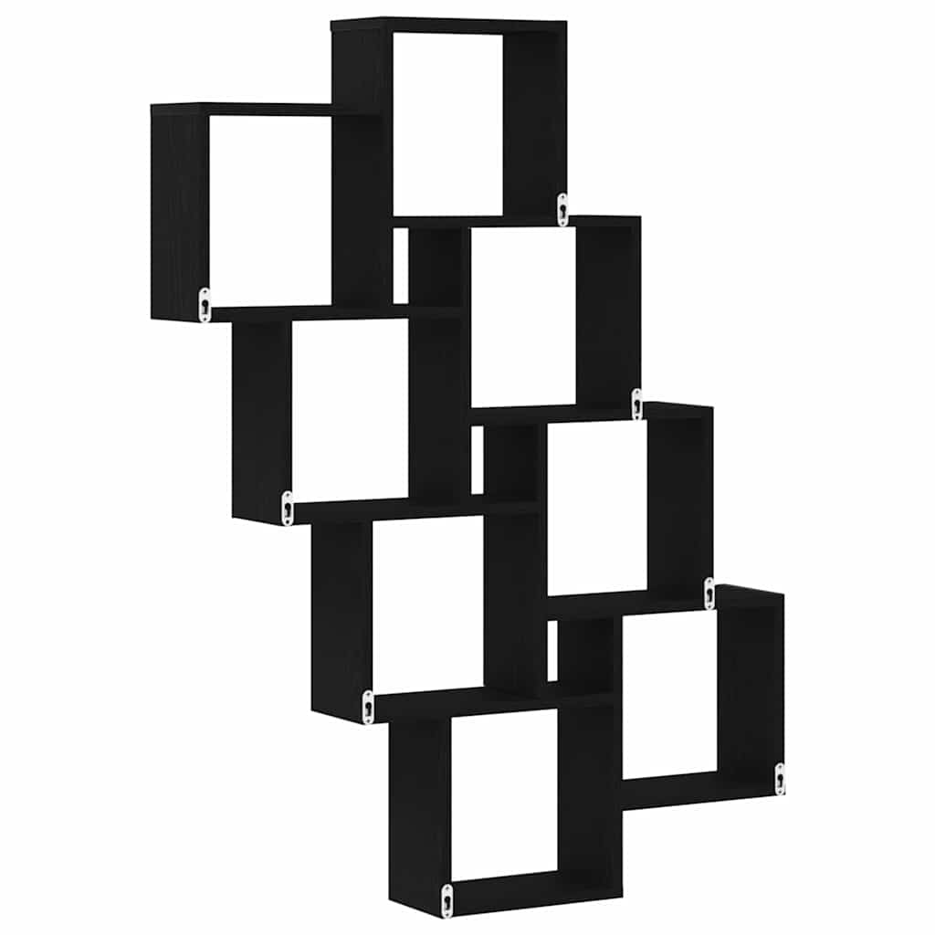 vidaXL Ράφι Τοίχου Μαύρη Οξυά 90 x 15 x 119,5 εκ Επεξεργασμένο ξύλο