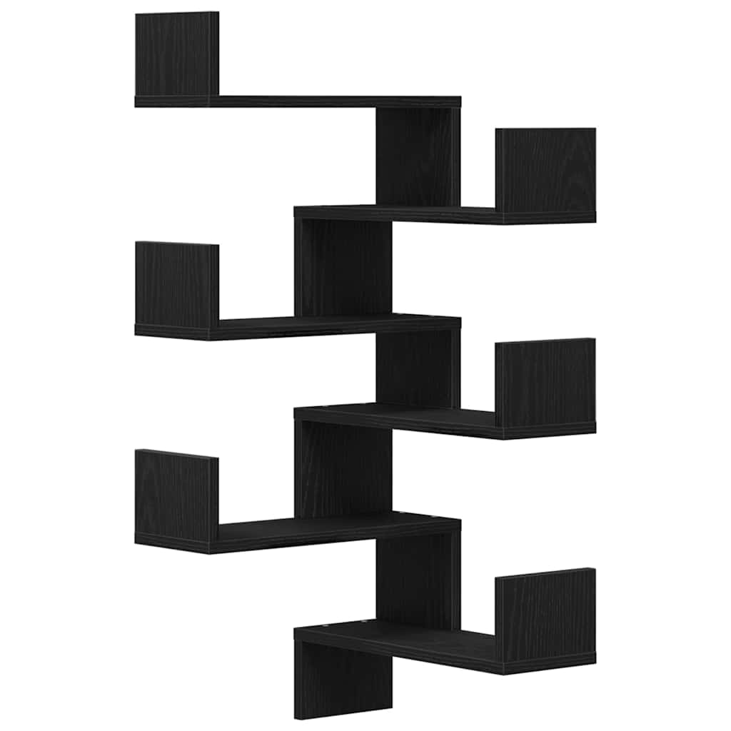 vidaXL Ράφι Τοίχου με ράφι 2 pcs Μαύρη Οξυά 40 x 40 x 49,5 εκ.