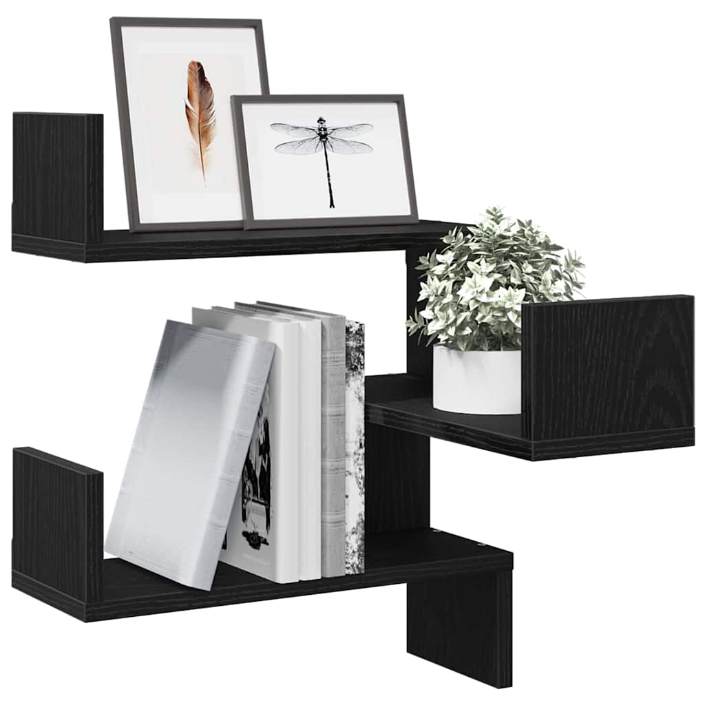 vidaXL Ράφι Τοίχου με ράφι 2 pcs Μαύρη Οξυά 40 x 40 x 49,5 εκ.