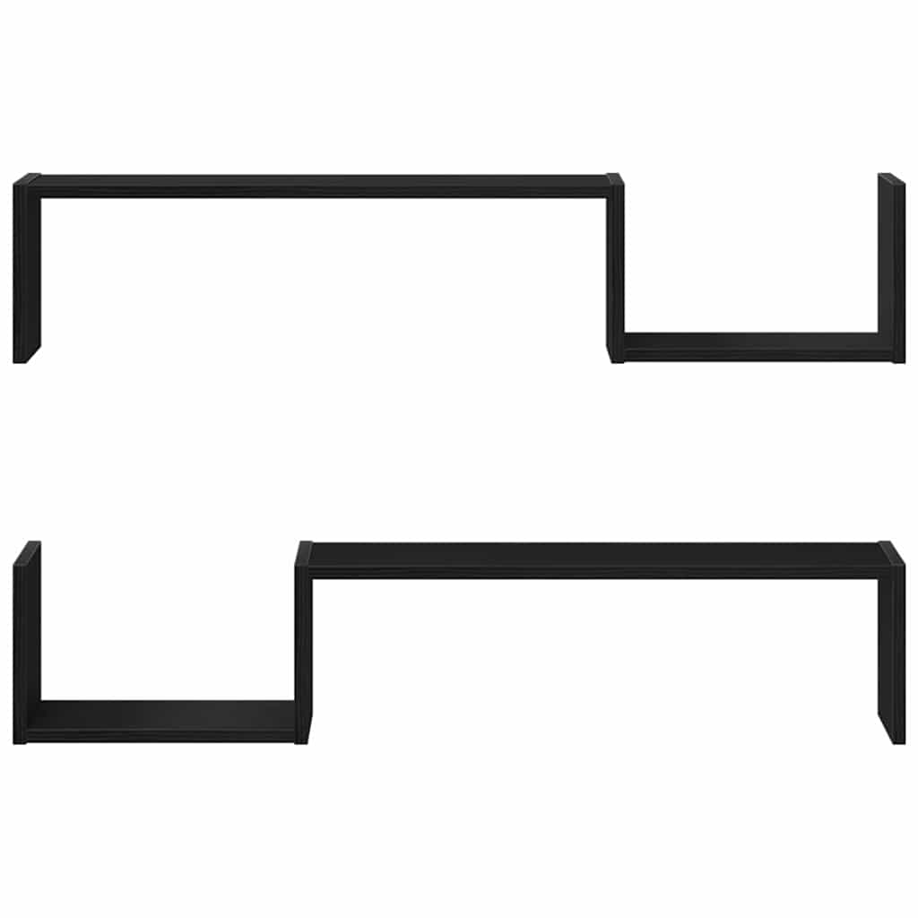 vidaXL Ράφι Τοίχου με ράφι 2 pcs Μαύρη Οξυά 100 x 15 x 20 εκ.