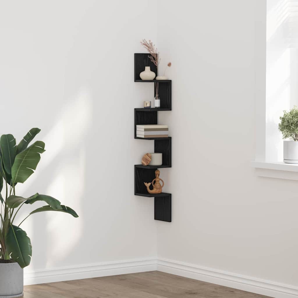 vidaXL Γωνιακό ράφι Μαύρη Οξυά 20 x 20 x 127,5 cm Επεξεργασμένο ξύλο