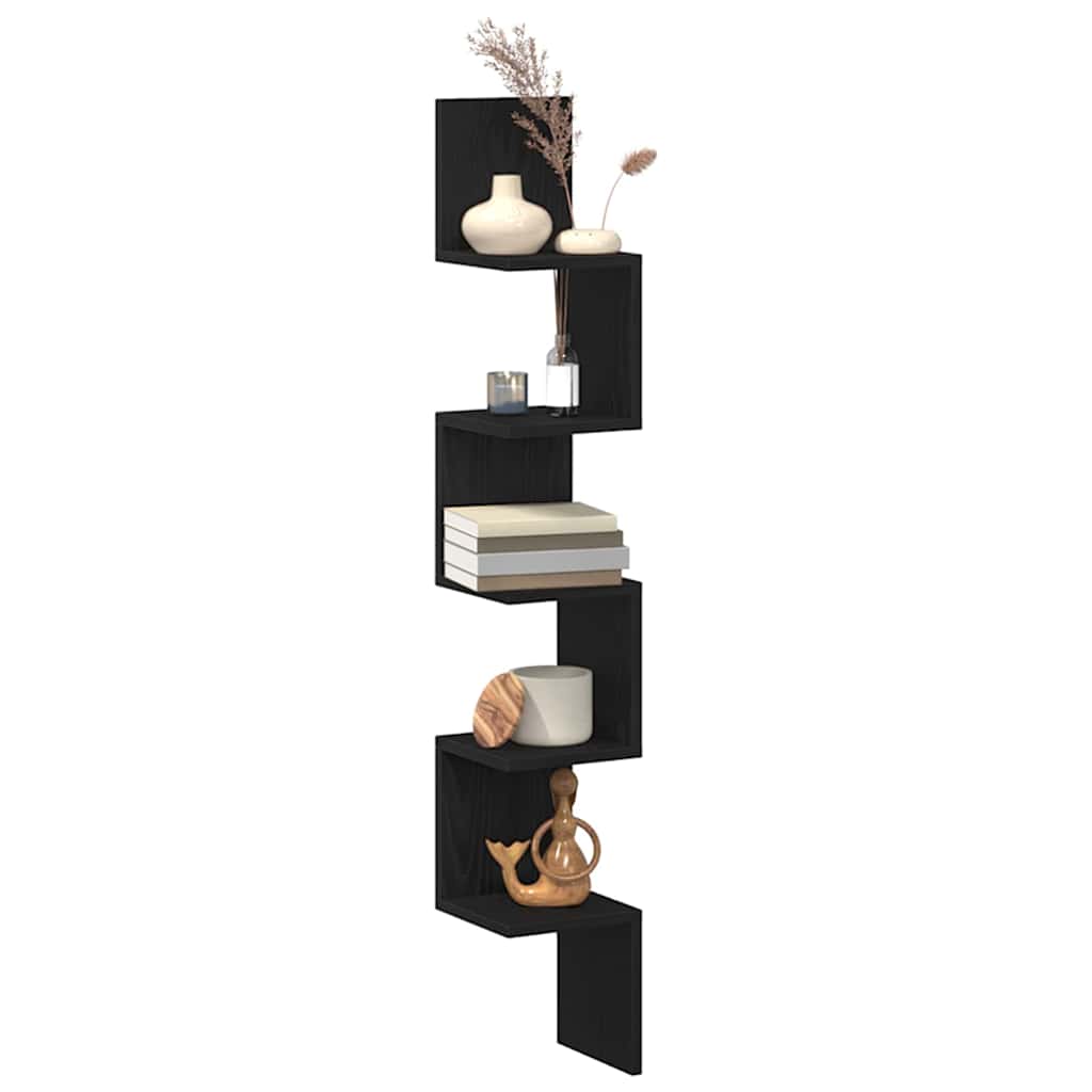 vidaXL Γωνιακό ράφι Μαύρη Οξυά 20 x 20 x 127,5 cm Επεξεργασμένο ξύλο