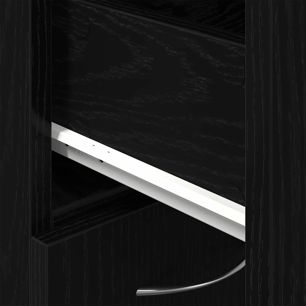 vidaXL Ντουλάπι Μπάνιου με συρτάρι Μαύρη Οξυά 25 x 25 x 170 εκ.