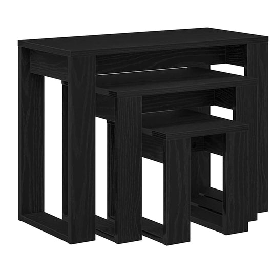 vidaXL Ένθετα τραπέζια 3 pcs Μαύρη Οξυά Επεξεργασμένο ξύλο
