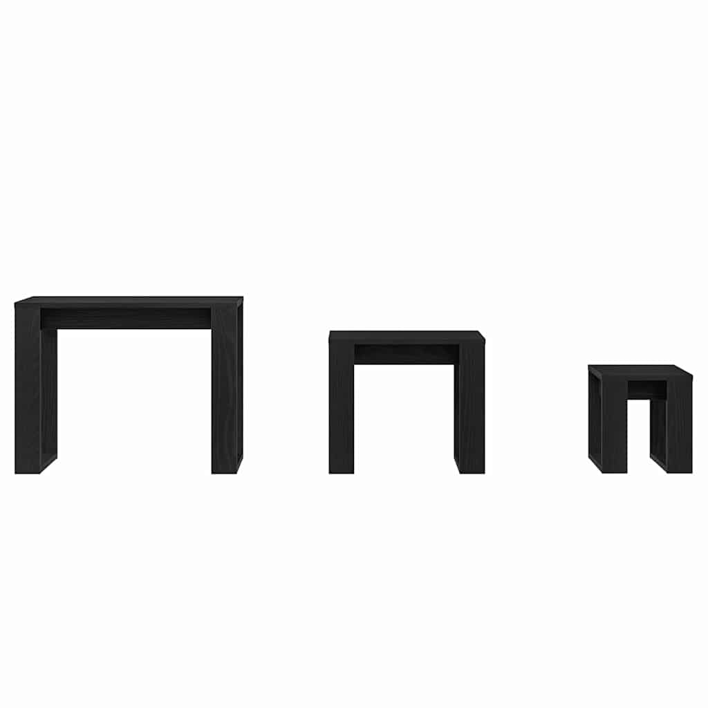 vidaXL Ένθετα τραπέζια 3 pcs Μαύρη Οξυά Επεξεργασμένο ξύλο