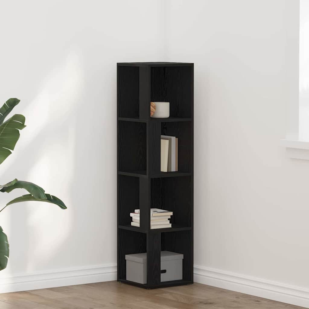 vidaXL Γωνιακά ράφια 33 x 33 x 132 εκ. Επεξεργασμένο Ξύλο Μαύρη Οξυά