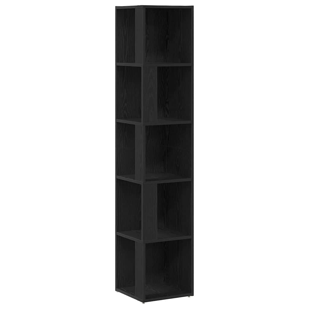 vidaXL Γωνιακά ράφια 33 x 33 x 164,5 cm Επεξεργασμένο Ξύλο Μαύρη Οξυά
