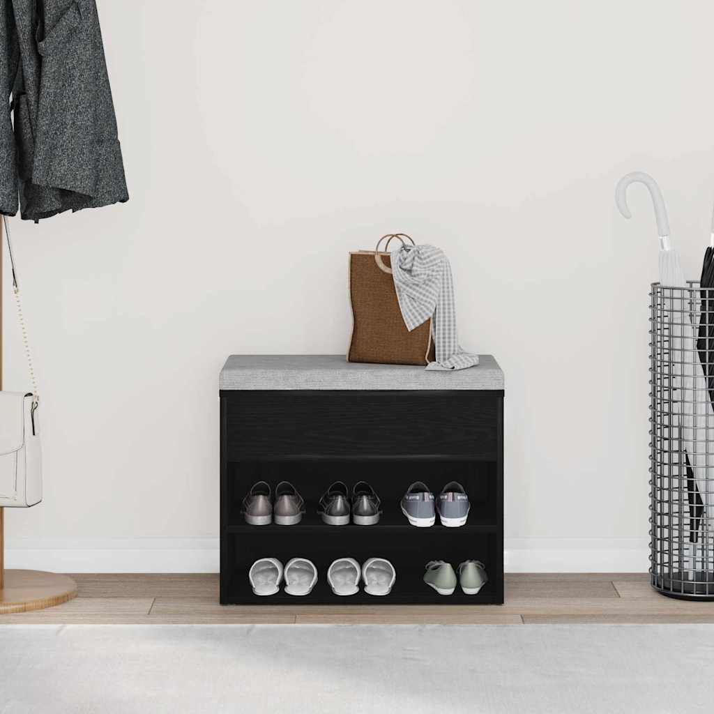 vidaXL Πάγκος για παπούτσια με ράφι Μαύρη Οξυά 60 x 30 x 45 cm