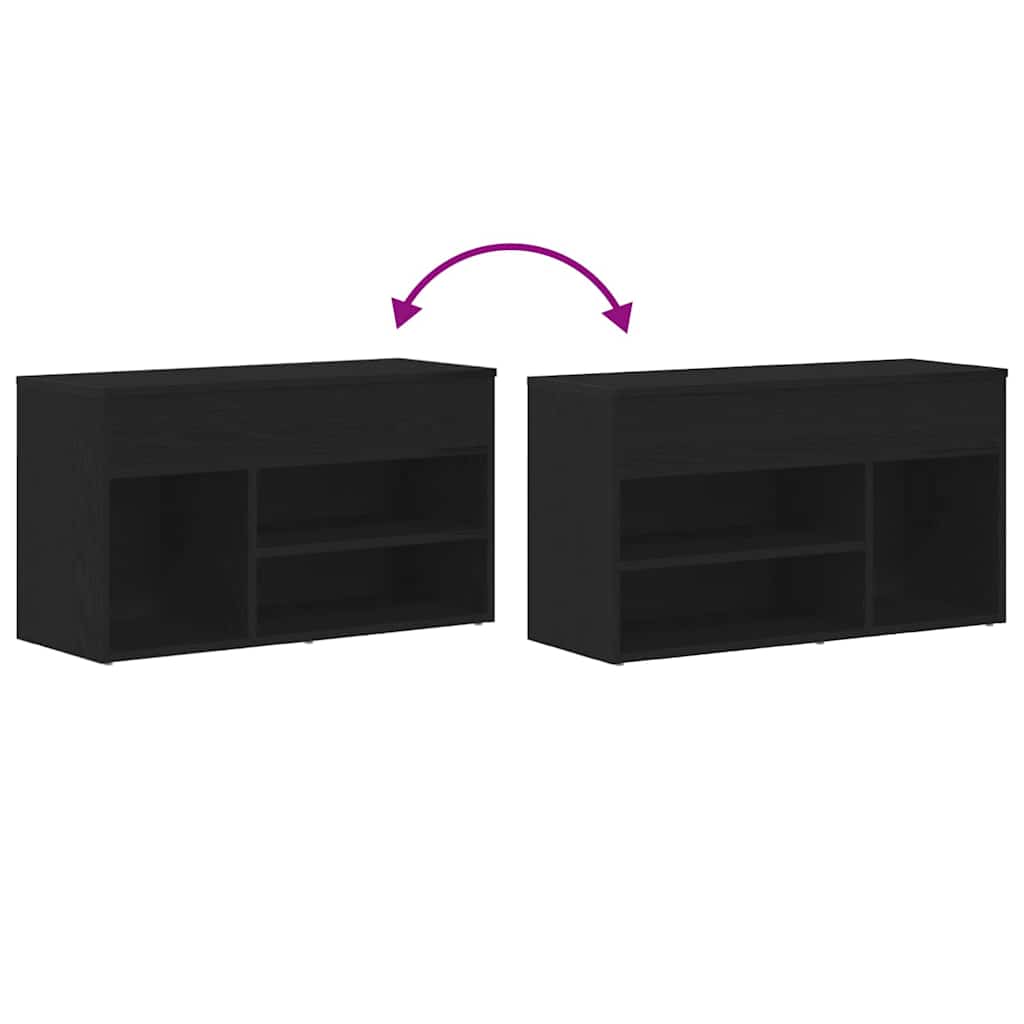 vidaXL Πάγκος για παπούτσια με ράφι Μαύρη Οξυά 80 x 30 x 45 cm