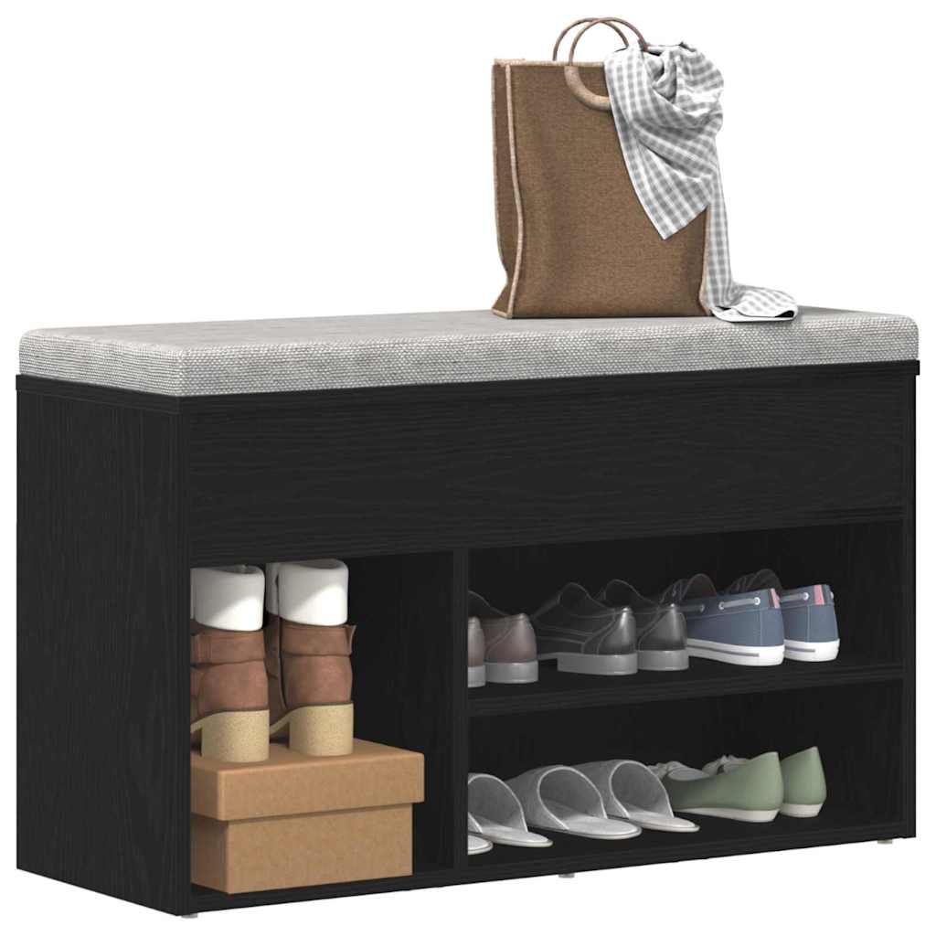 vidaXL Πάγκος για παπούτσια με ράφι Μαύρη Οξυά 80 x 30 x 45 cm