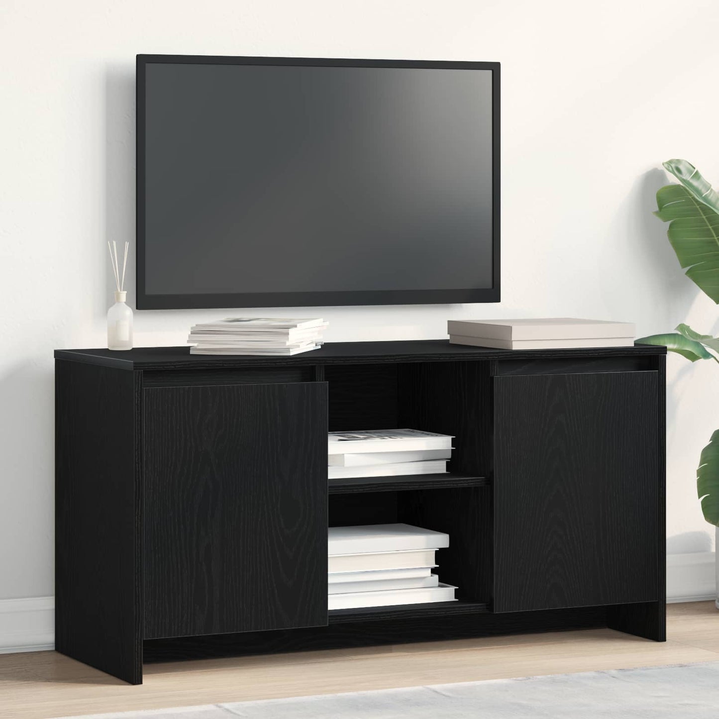 vidaXL Ντουλάπι TV Μαύρη Οξυά 102 x 37,5 x 52,5 εκ Επεξεργασμένο ξύλο