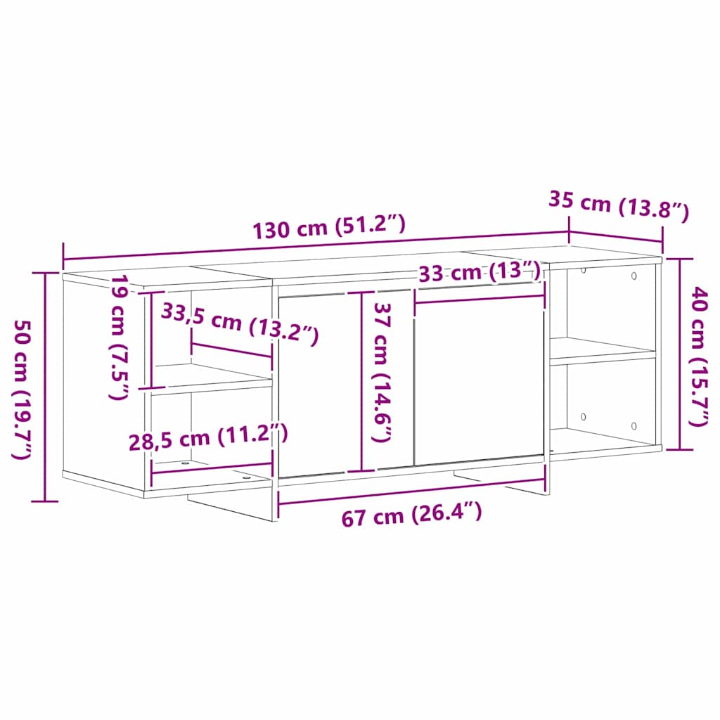 vidaXL Ντουλάπι TV Μαύρη Οξυά 120 x 30 x 40,5 εκ. Επεξεργασμένο ξύλο