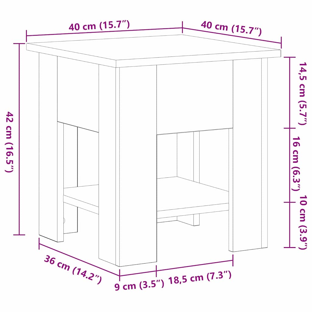 vidaXL Τραπεζάκι σαλονιού Μαύρη Οξυά 40 x 40 x 42 cm