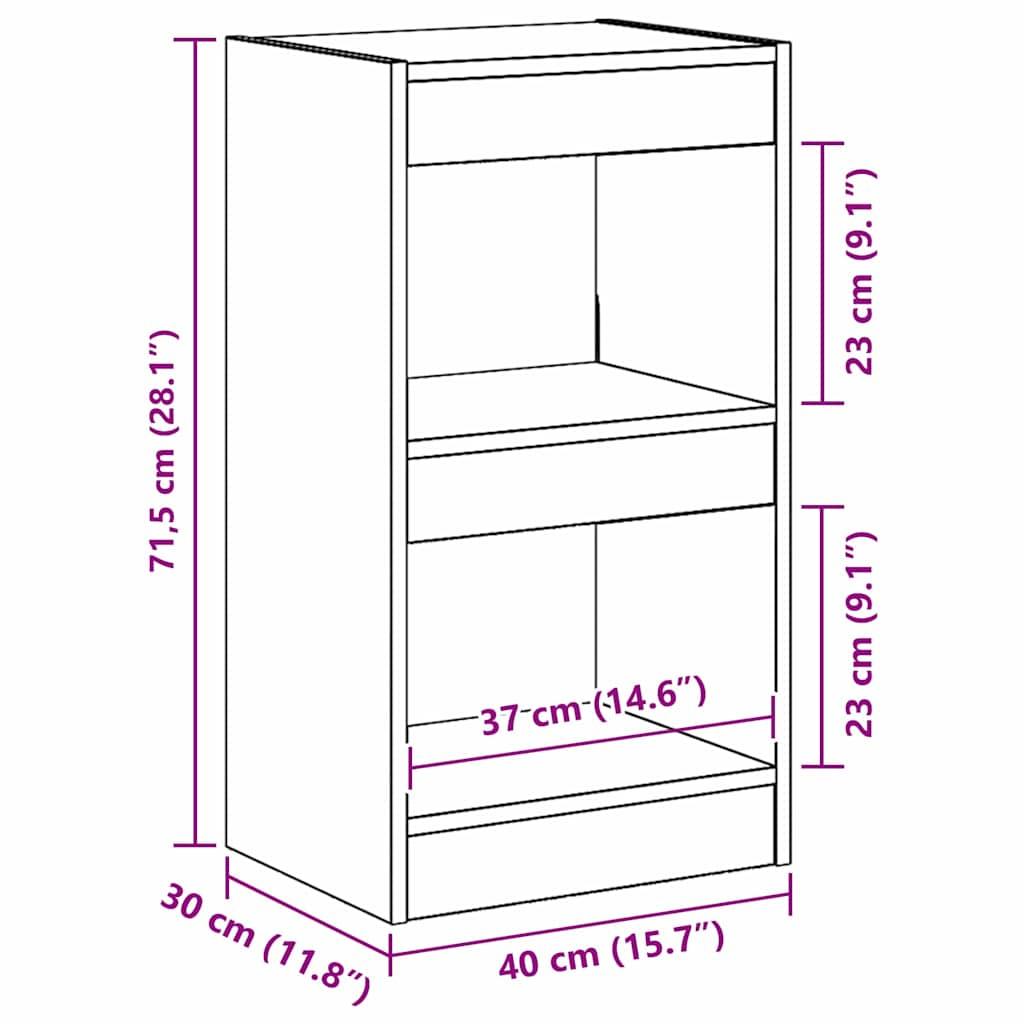 vidaXL Βιβλιοθήκη Μαύρη δρυς 40 x 30 x 71.5 εκ. Επεξεργασμένο ξύλο