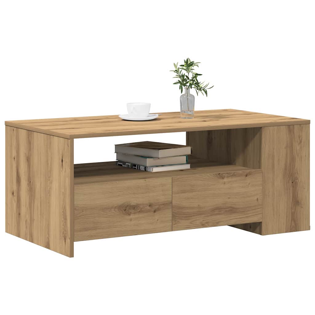 vidaXL Τραπεζάκι σαλονιού με συρτάρι Artisan Oak 102 x 55 x 43,5 εκ.