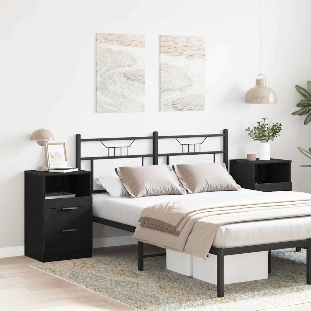 vidaXL Κομοδίνο 2 pcs Μαύρη δρυς 40 x 35 x 65 εκ. Επεξεργασμένο ξύλο