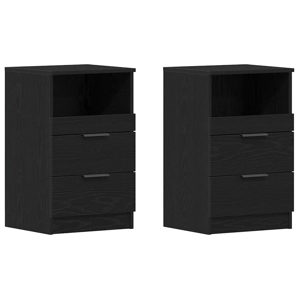 vidaXL Κομοδίνο 2 pcs Μαύρη δρυς 40 x 35 x 65 εκ. Επεξεργασμένο ξύλο