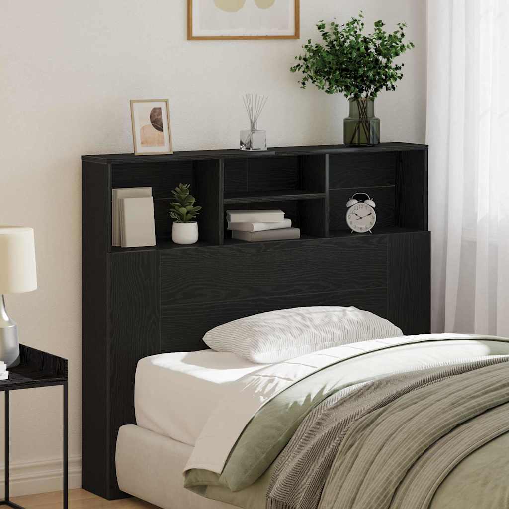 vidaXL Κρεβάτι με Κεφαλάρι με ράφι Μαύρη Οξυά 120 x 19 x 103.5 cm