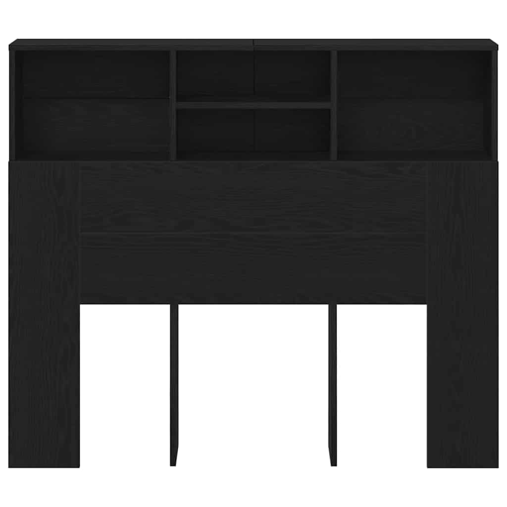 vidaXL Κρεβάτι με Κεφαλάρι με ράφι Μαύρη Οξυά 120 x 19 x 103.5 cm