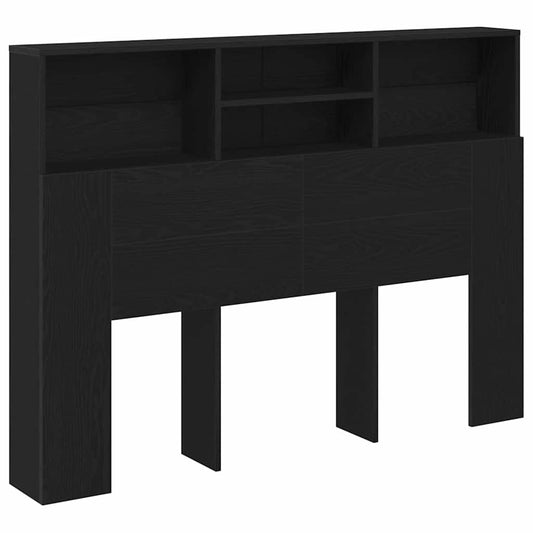 vidaXL Κρεβάτι με Κεφαλάρι με ράφι Μαύρη δρυς 140 x 19 x 103.5 cm