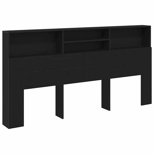 vidaXL Κρεβάτι με Κεφαλάρι με ράφι Μαύρη δρυς 200 x 19 x 103.5 cm