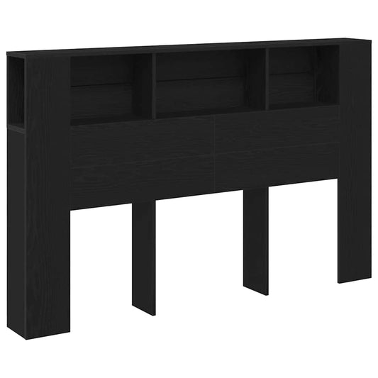 vidaXL Κρεβάτι με Κεφαλάρι Μαύρη δρυς 160 x 19 x 104.5 εκ.