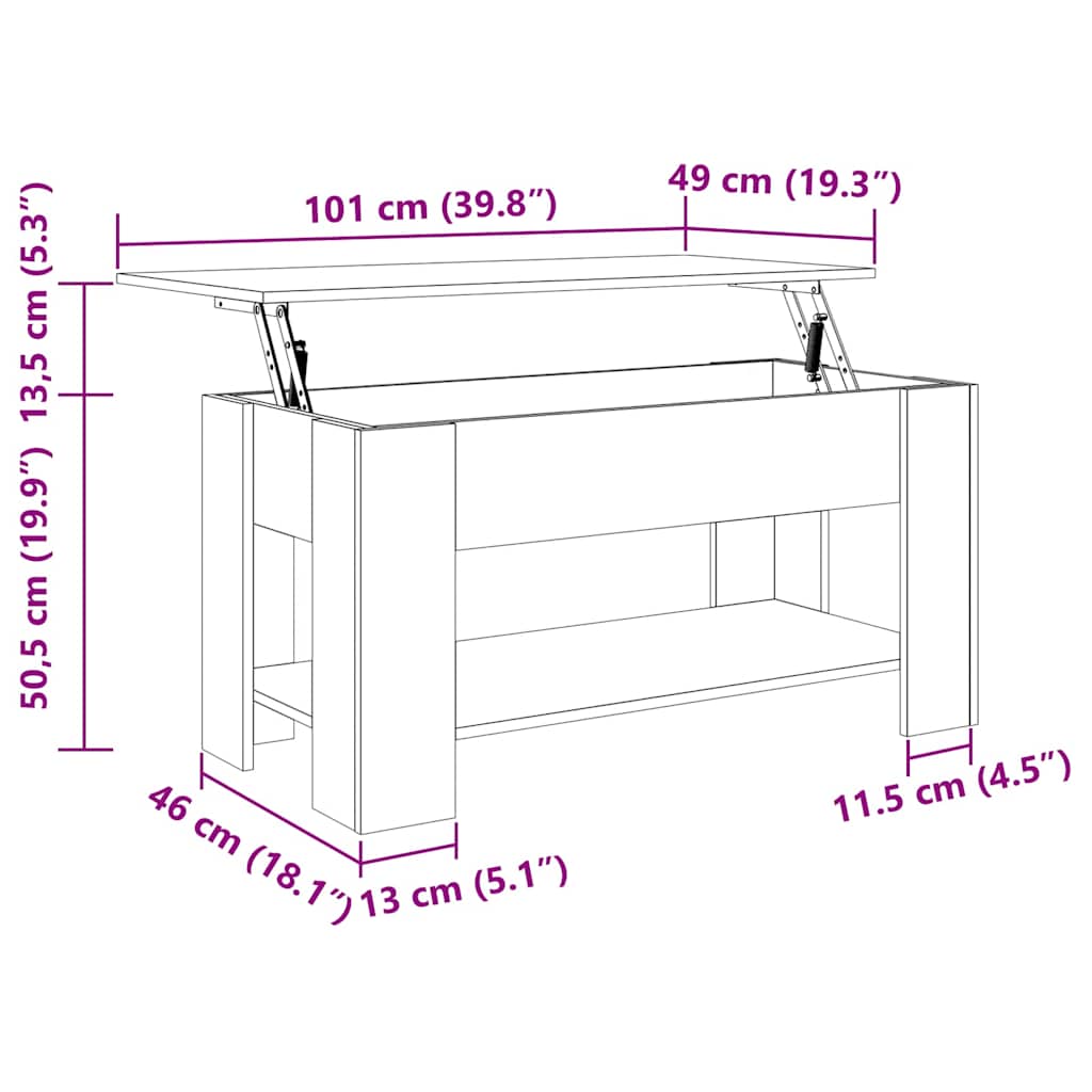vidaXL Τραπεζάκι σαλονιού Μαύρη δρυς 101 x 49 x 52 cm