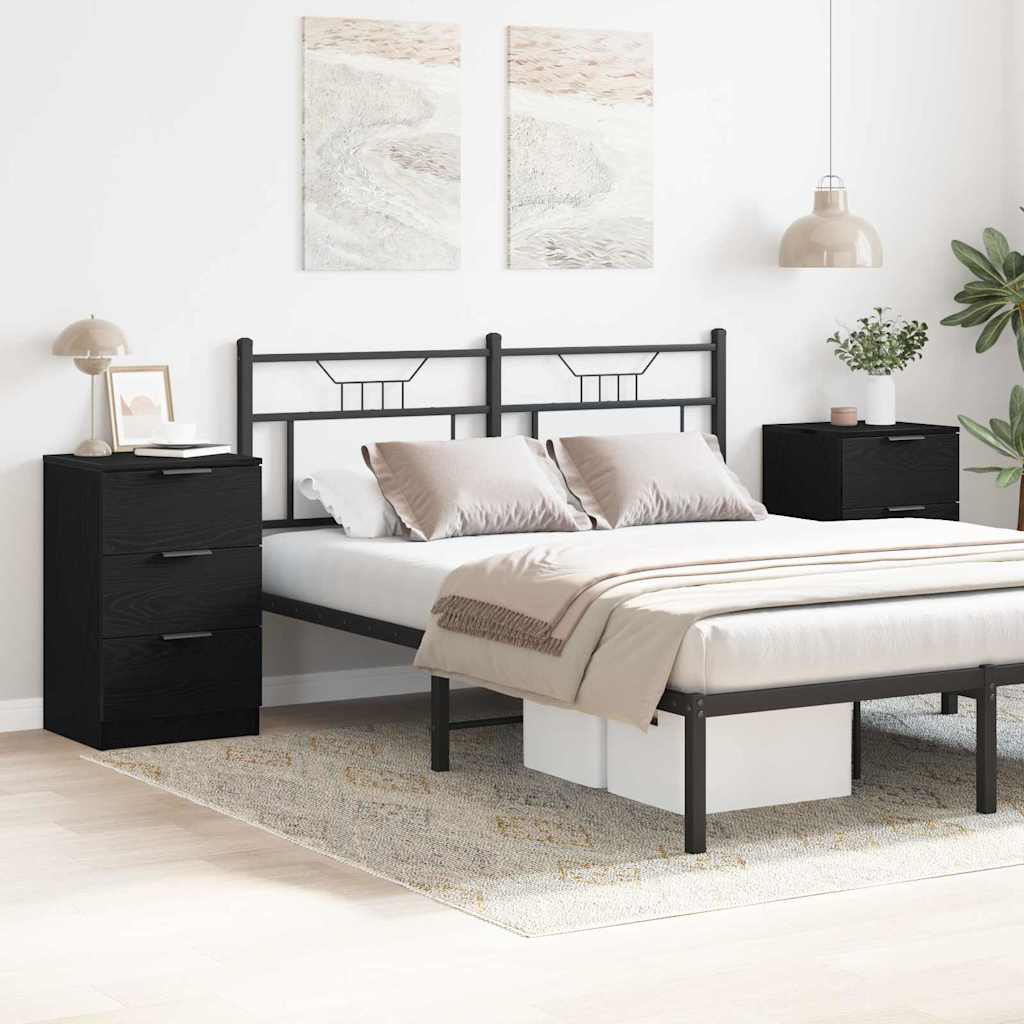 vidaXL Κομοδίνο 2 pcs Μαύρη Οξυά 40 x 65 x 65 εκ. Επεξεργασμένο ξύλο