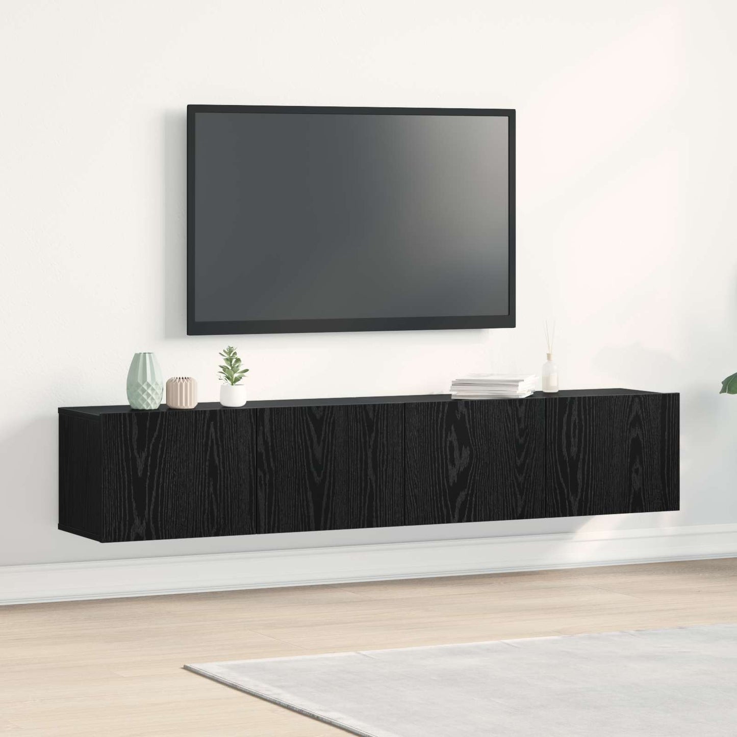 vidaXL Ντουλάπι TV 2 pcs Μαύρη Οξυά 80 x 30 x 30 εκ Επεξεργασμένο ξύλο
