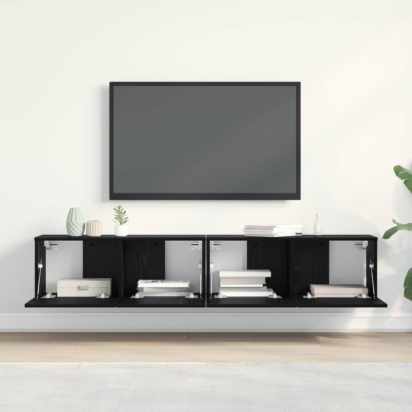 vidaXL Ντουλάπι TV 2 pcs Μαύρη Οξυά 80 x 30 x 30 εκ Επεξεργασμένο ξύλο