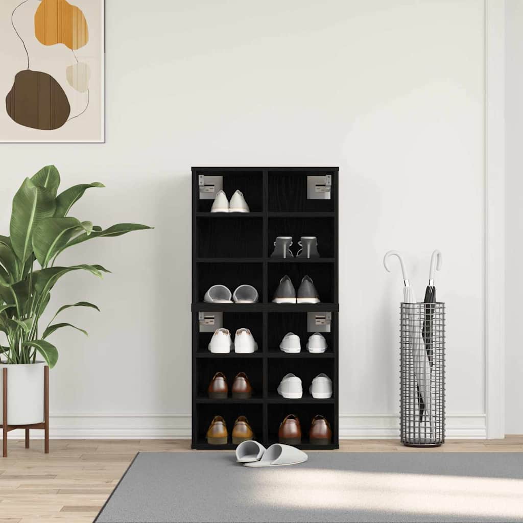 vidaXL Ντουλάπα Παπουτσιών με ράφι 2 pcs Μαύρη Οξυά 52 x 30 x 50,5 εκ.