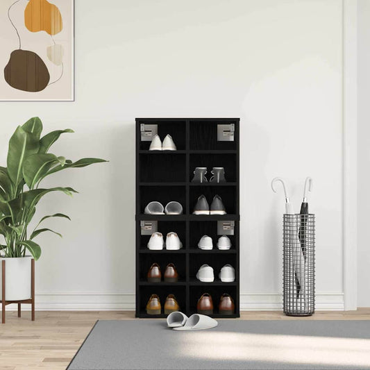 vidaXL Ντουλάπα Παπουτσιών με ράφι 2 pcs Μαύρη Οξυά 52 x 30 x 50,5 εκ.