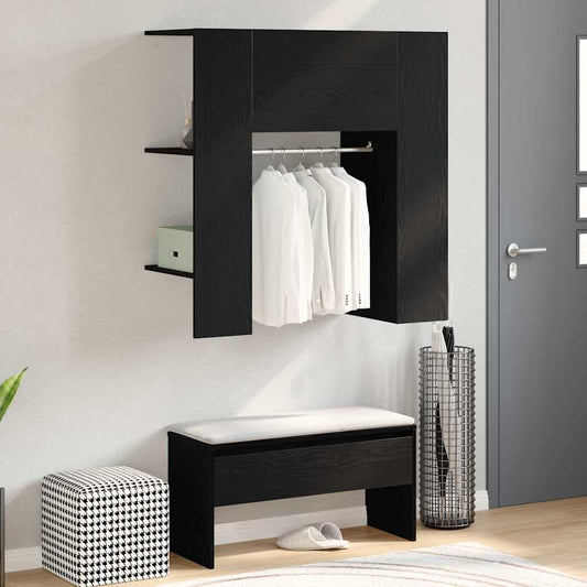 vidaXL Ντουλάπα διαδρόμου με ράφι Μαύρη Οξυά 97,5 x 37 x 99 εκ.