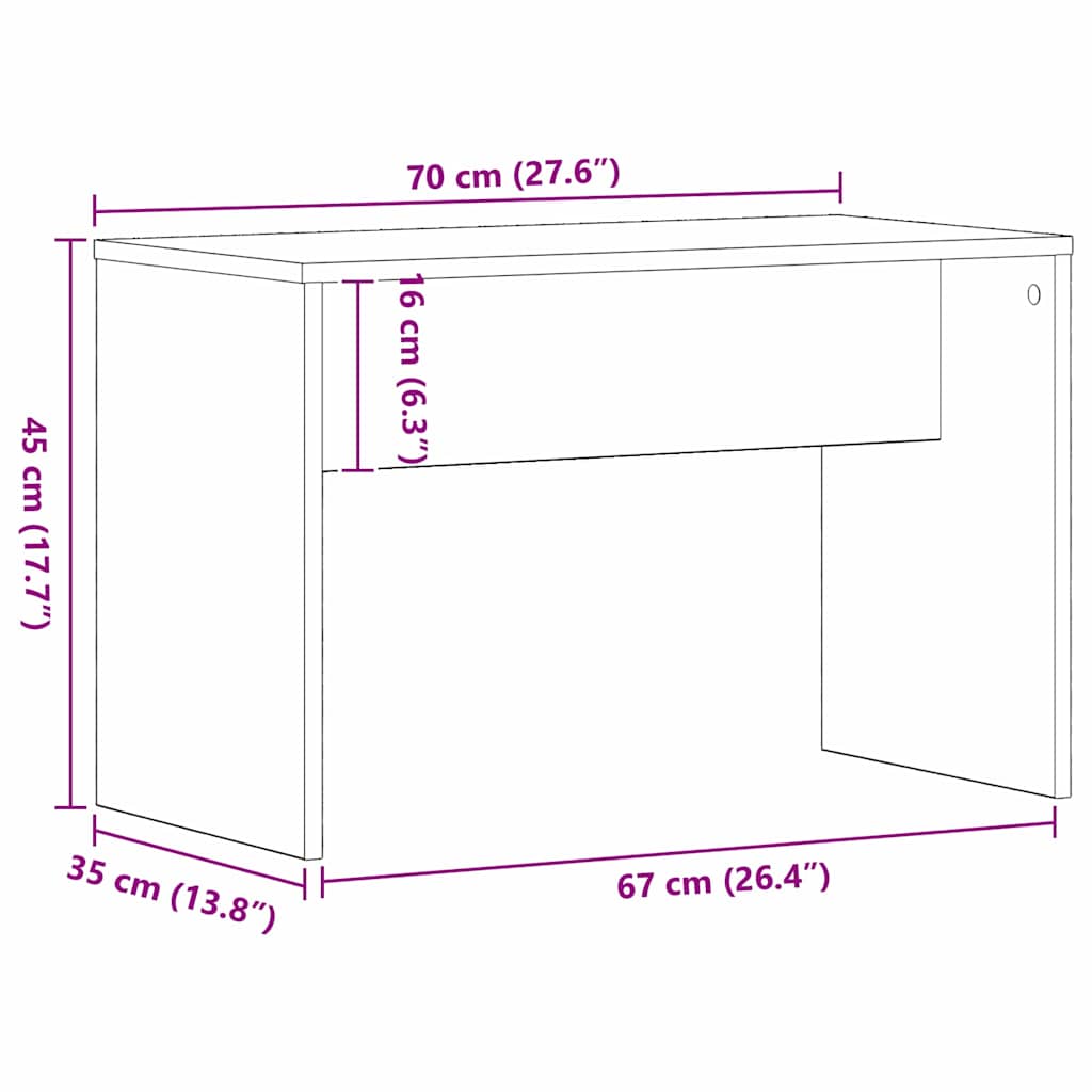 vidaXL Σκαμπό Ντυσίματος Μαύρη δρυς 70 x 35 x 45 εκ.