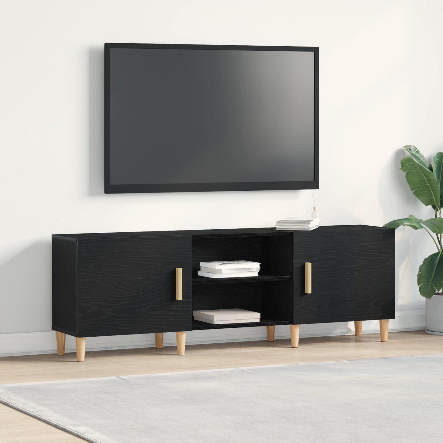 vidaXL Ντουλάπι TV Μαύρη Οξυά 150 x 30 x 50 εκ Επεξεργασμένο ξύλο