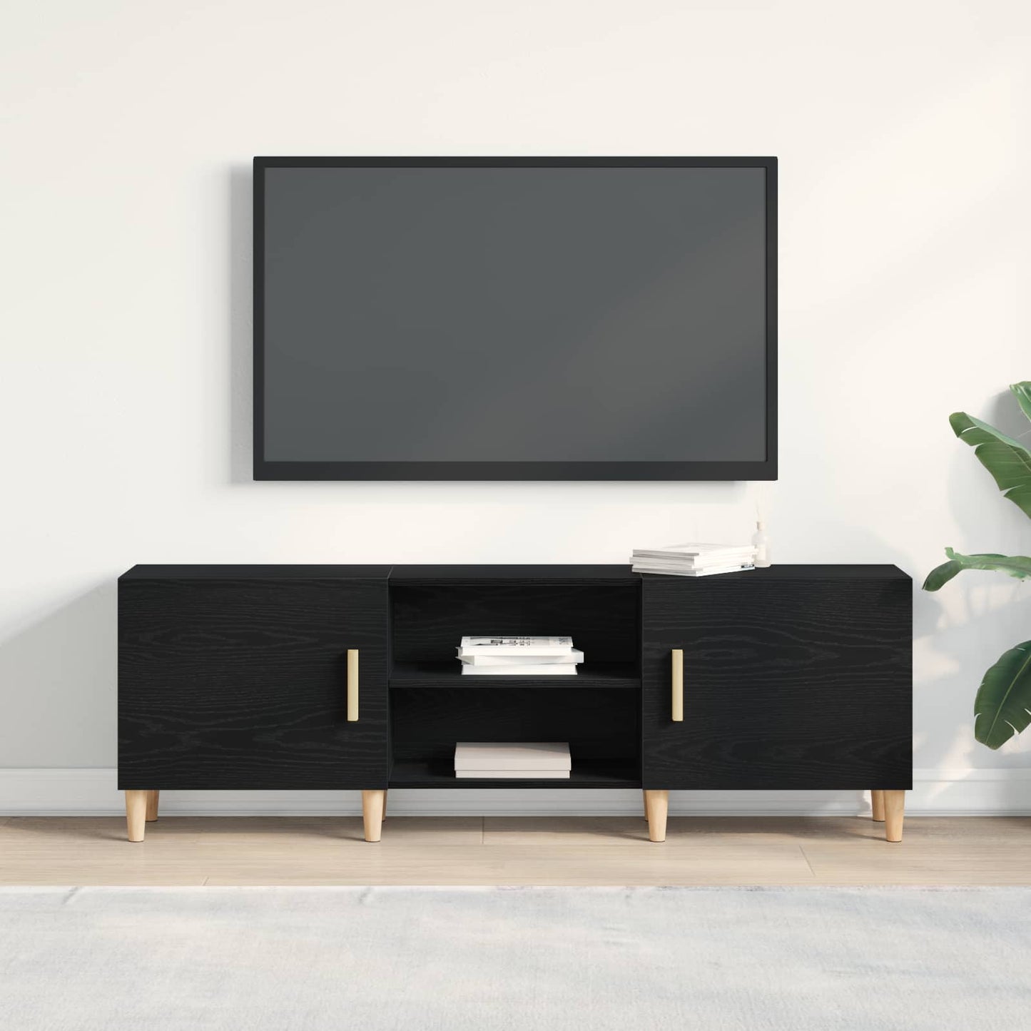 vidaXL Ντουλάπι TV Μαύρη Οξυά 150 x 30 x 50 εκ Επεξεργασμένο ξύλο