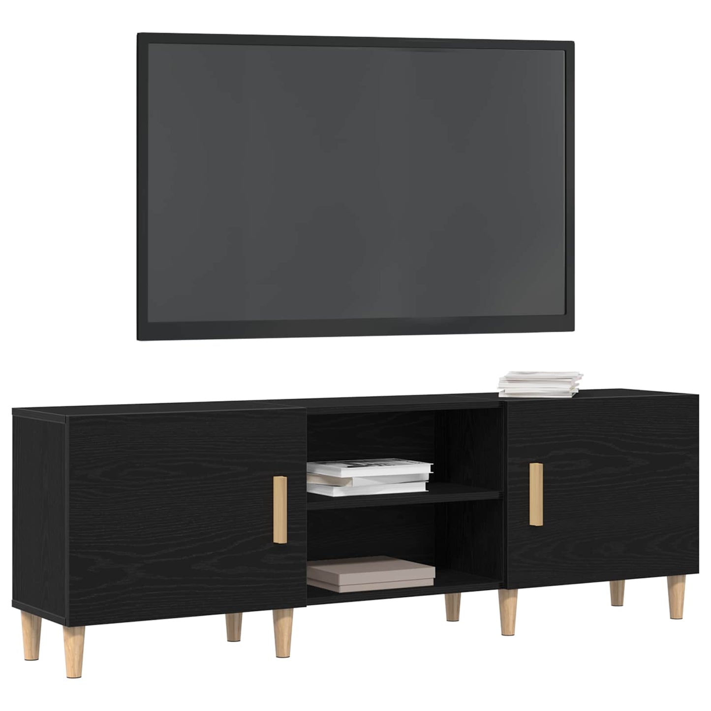 vidaXL Ντουλάπι TV Μαύρη Οξυά 150 x 30 x 50 εκ Επεξεργασμένο ξύλο